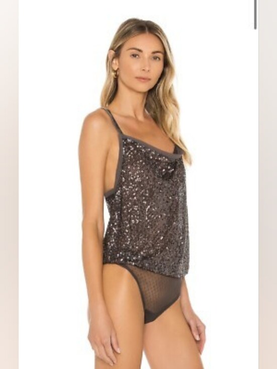 Free People Tops - Free People Shimmer & Shine Sequin Bodysuit Size Large
